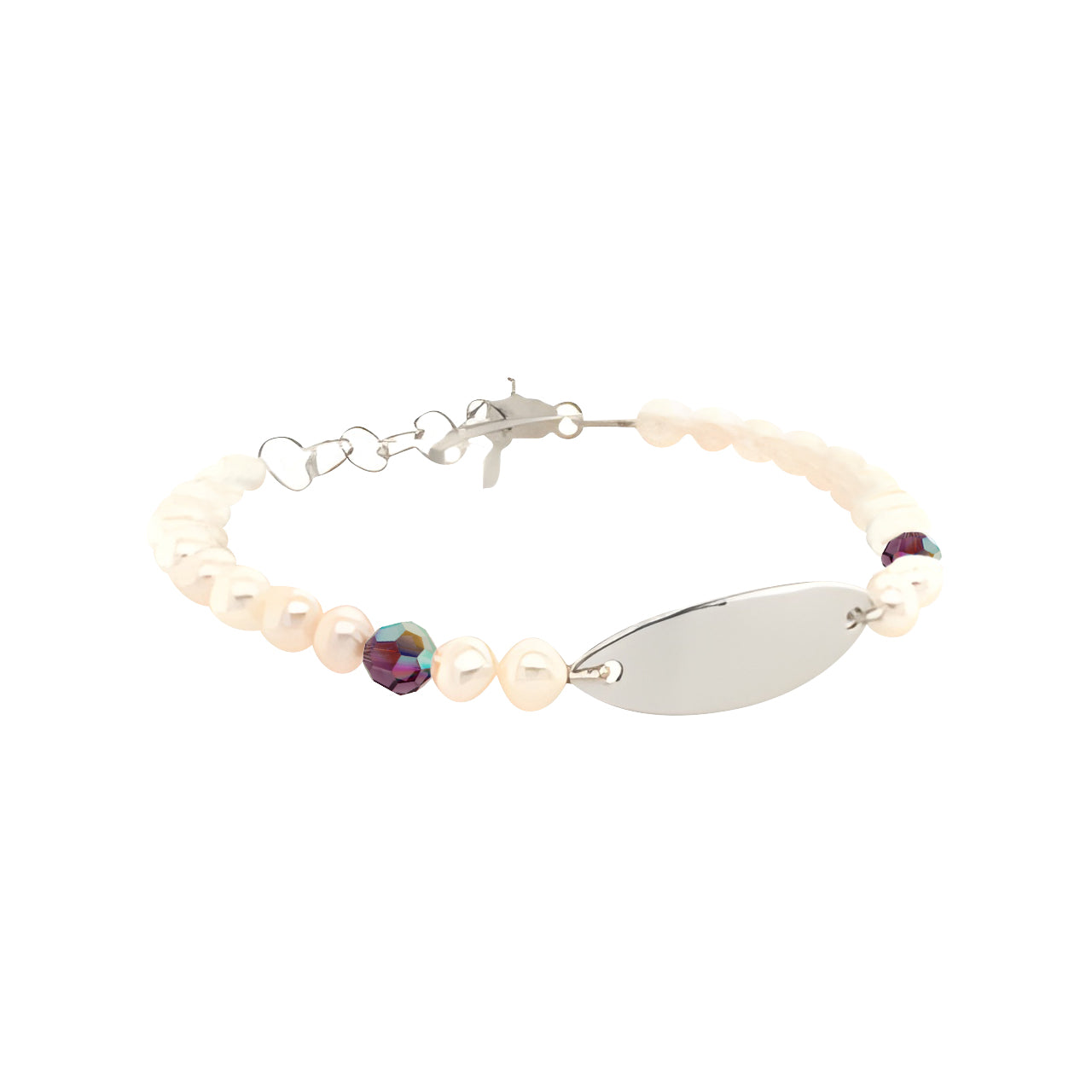 Sterling Silver Pearl Birthstone Bracelet February