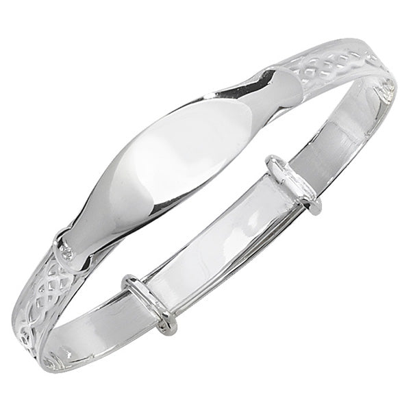 Sterling Silver Celtic With Cubic Zirconia Id Baby Bangle