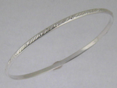 Sterling Silver Diamond Cut Bangle