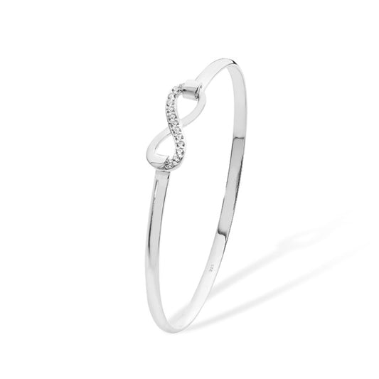 Sterling Silver Cubic Zirconia Infinity Bangle