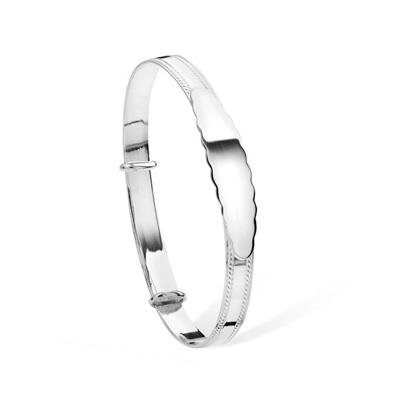 Sterling Silver Beaded Edge Baby Bangle