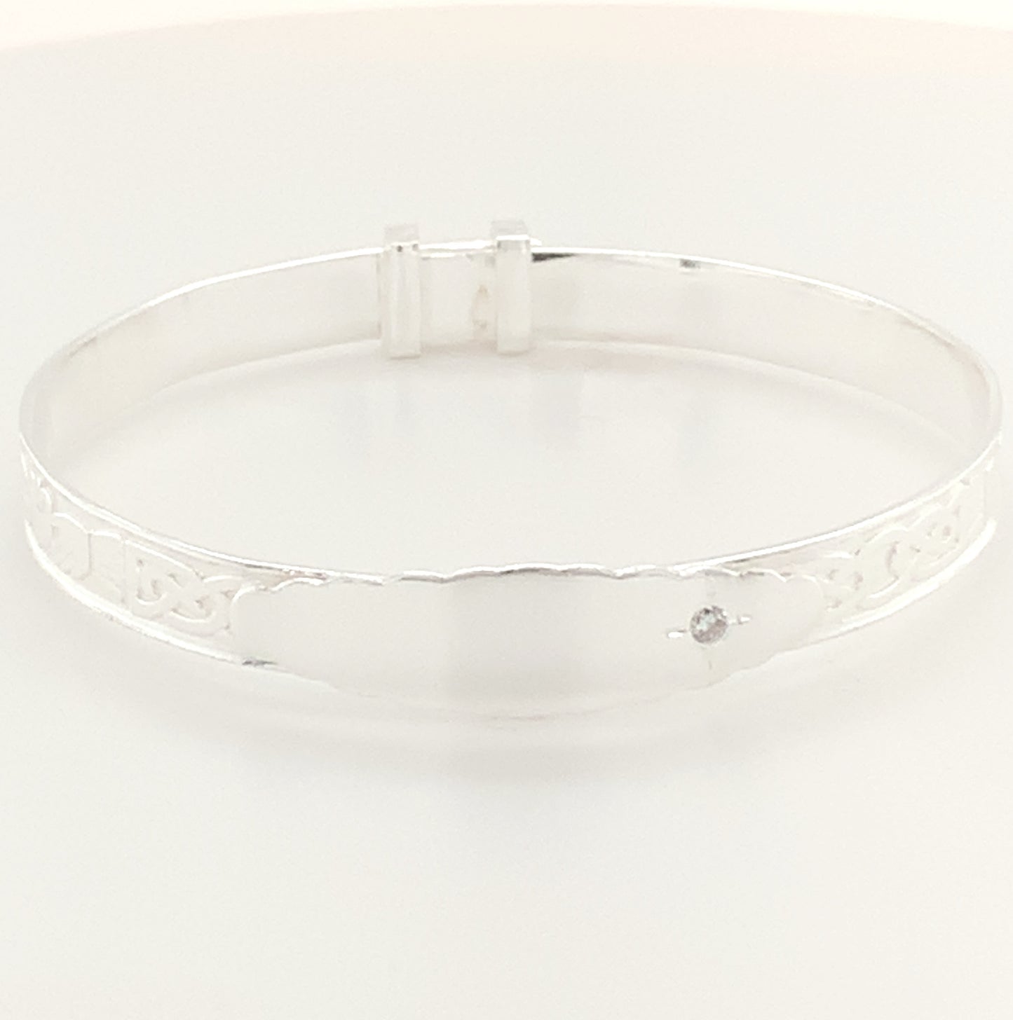 Sterling Silver Cubic Zirconia Celtic Baby Bangle