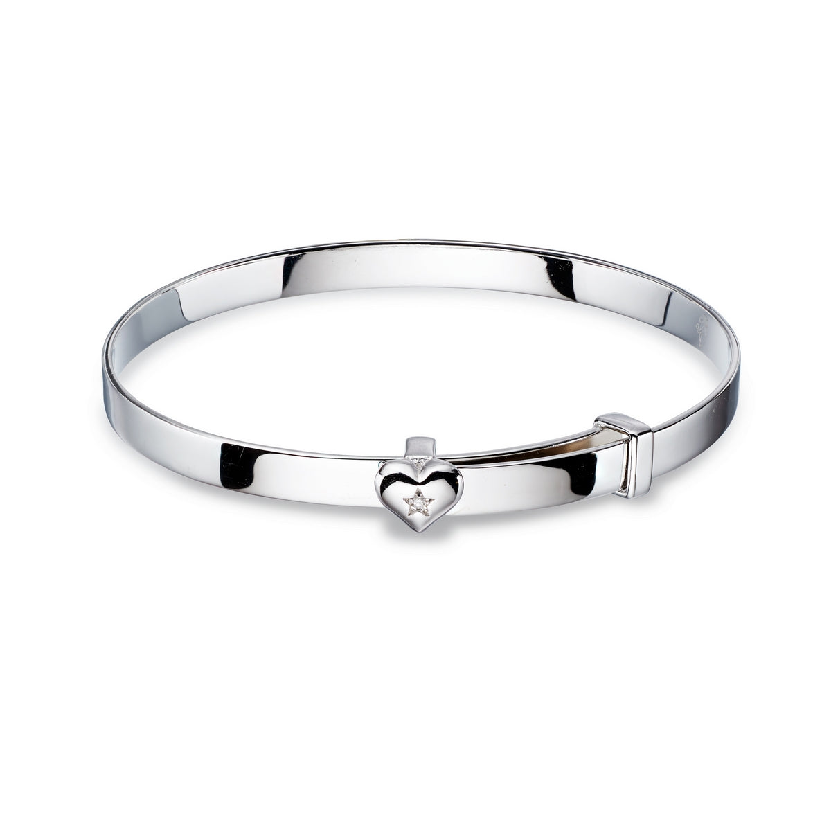 Sterling Silver Cubic Zirconia Heart 'Gisele' Christening Bangle