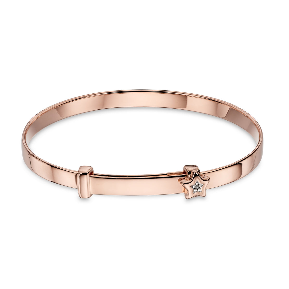 Rose Plated Cubic Zirconia Star 'Gracie' Christening Bangle