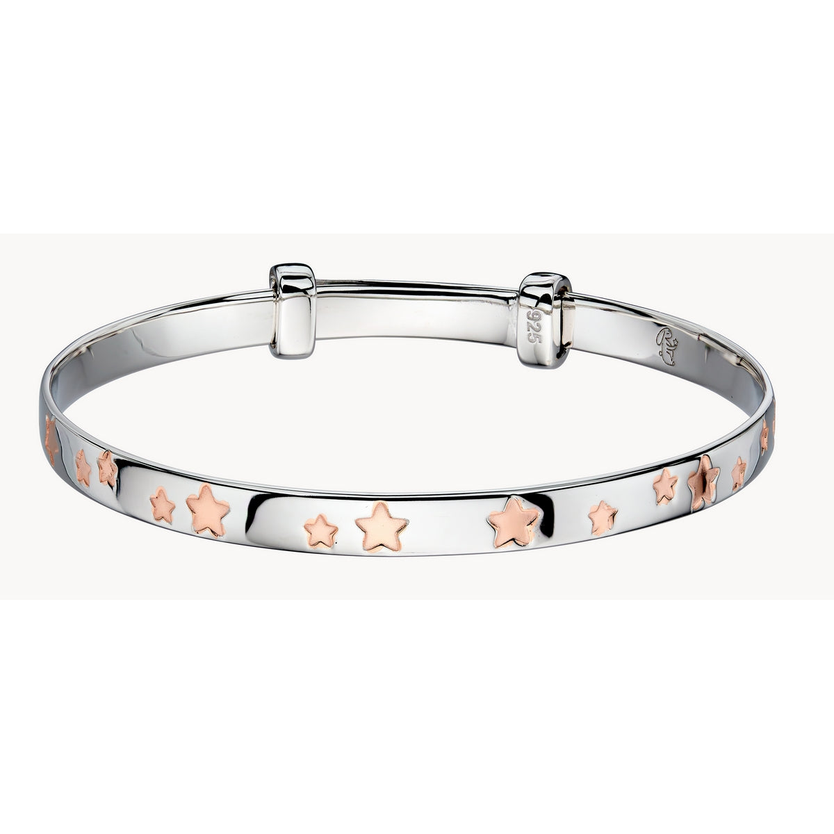 Sterling Silver Rose Star 'Jessica' Christening Bangle
