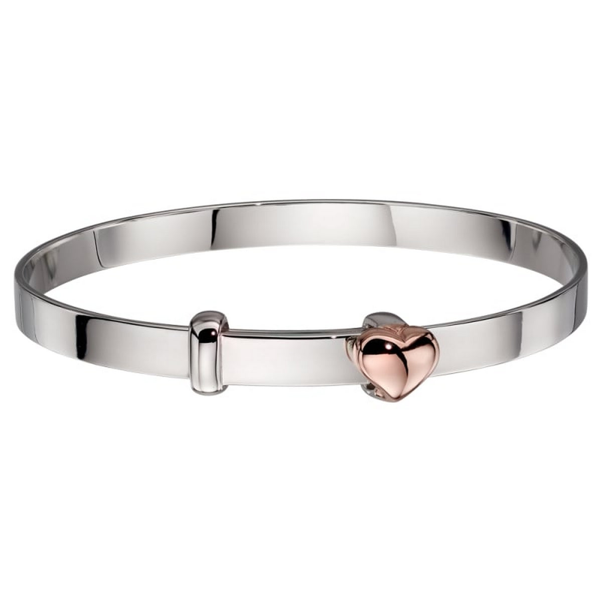 Sterling Silver Rose Heart Childs 'Fluer' Christening Bangle
