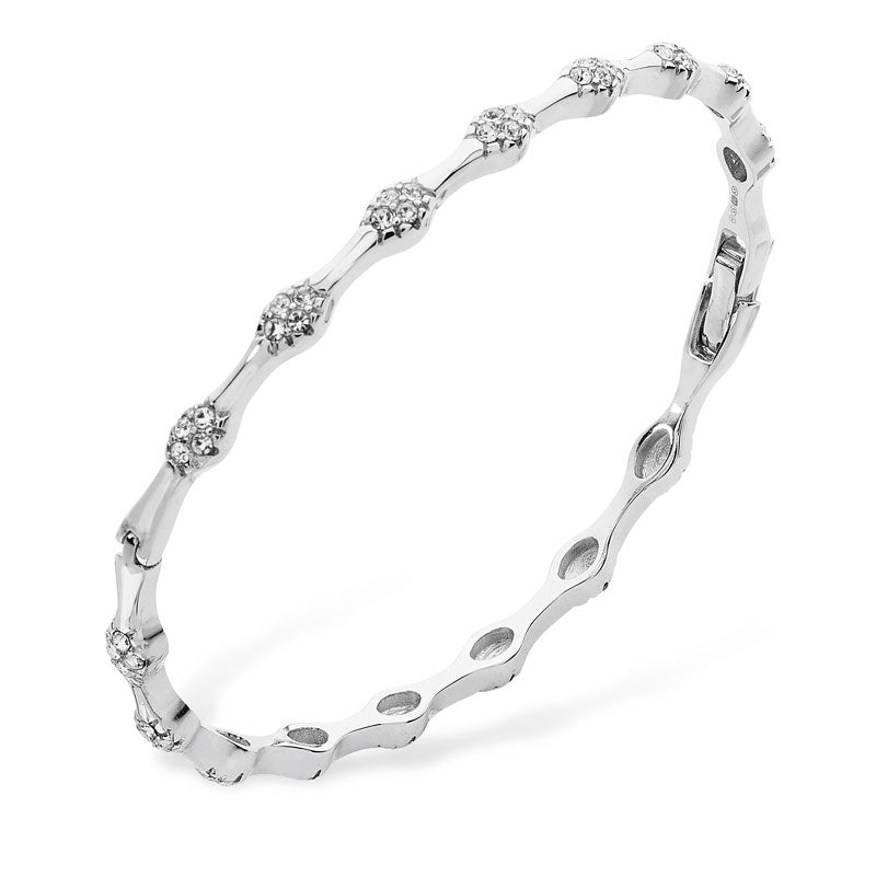Sterling Silver Cubic Zirconia Pave Set Bangle