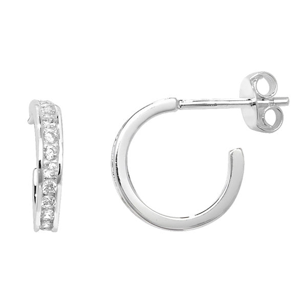 Sterling Silver Cubic Zirconia Hoop Earrings