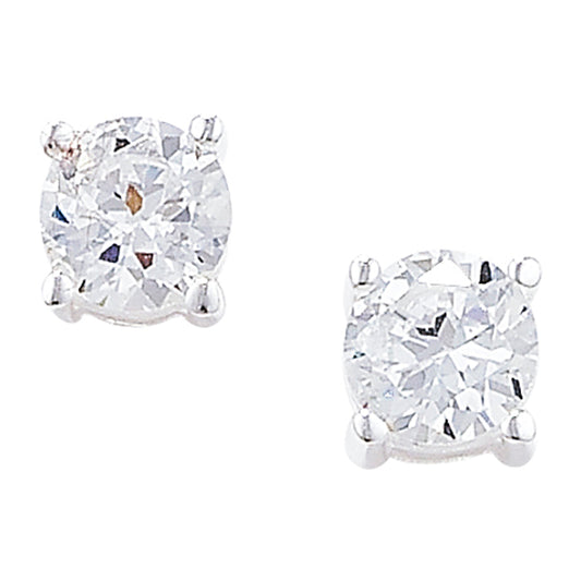 Sterling Silver Cubic Zirconia 4mm Stud Earring