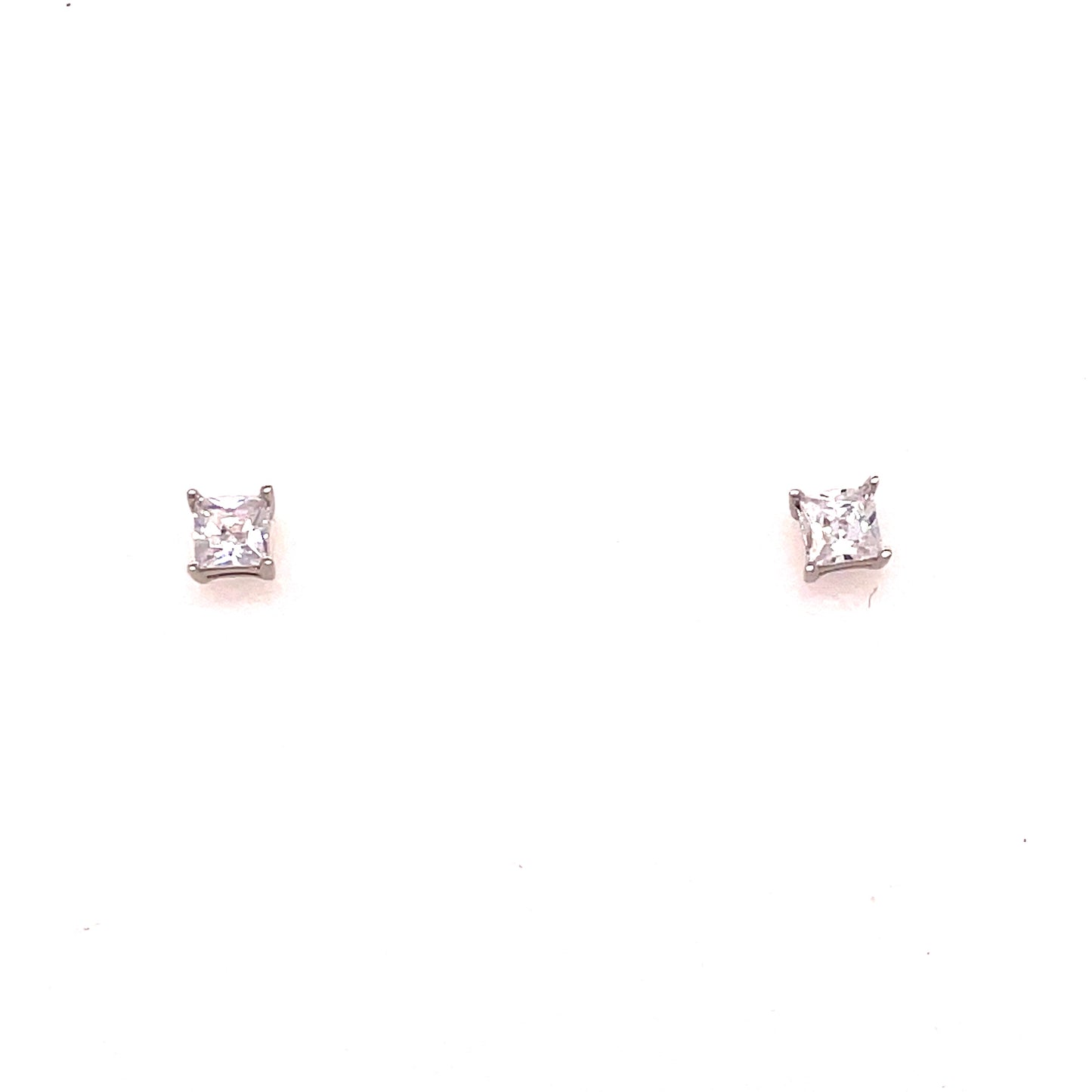 Sterling Silver 3mm Square Cubic Zirconia Stud Earring