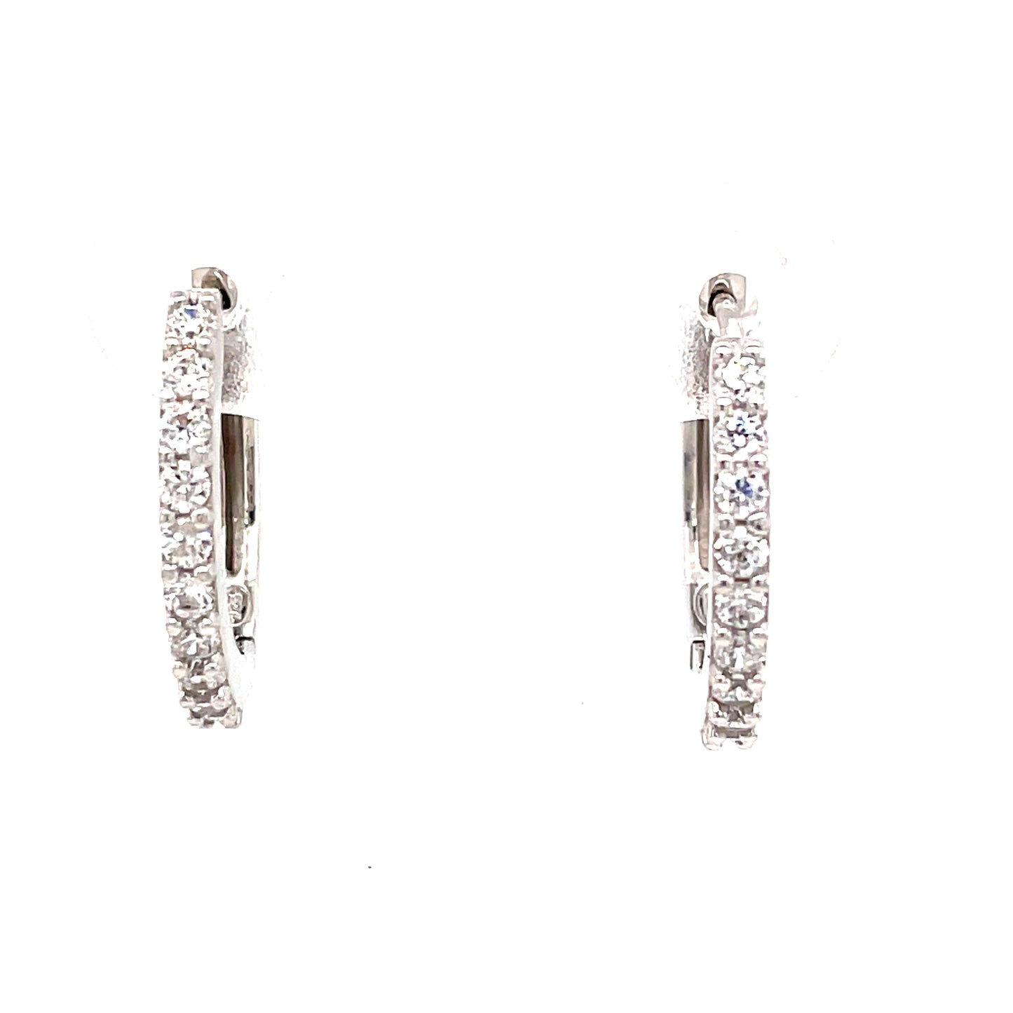 Sterling Silver Ten Stone Cubic Zirconia Hoop Earring