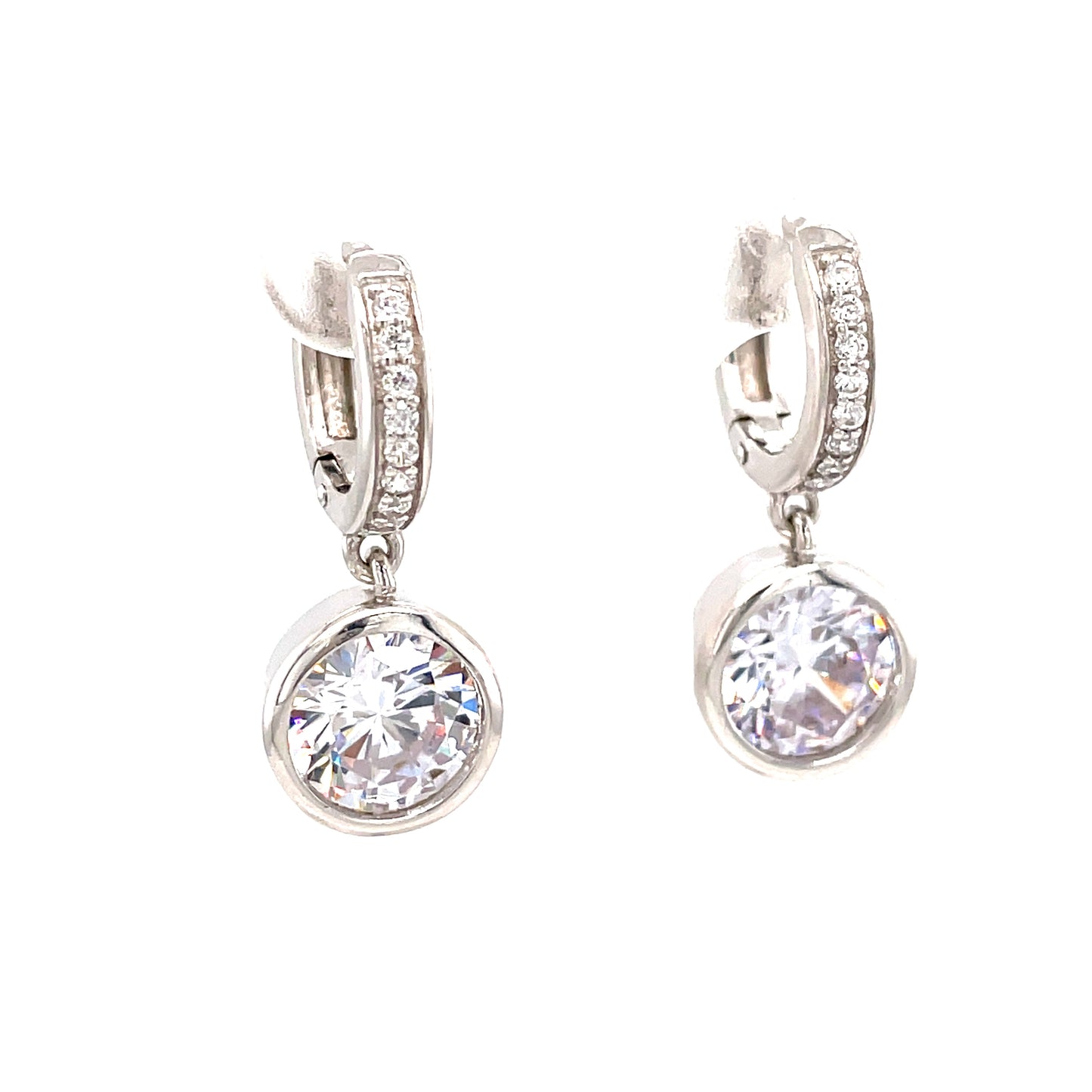 Sterling Silver Cubic Zirconia Drop Hoop Earring