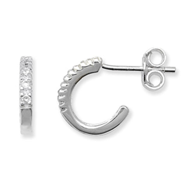 Sterling Silver Cubic Zirconi Hoop Earrings