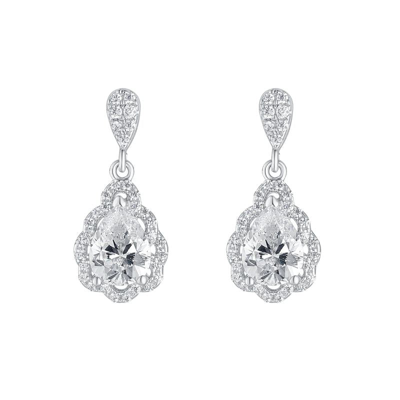 Sterling Silver Cubic Zirconia Pear Drop Earring