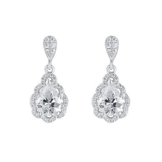 Sterling Silver Cubic Zirconia Pear Drop Earring