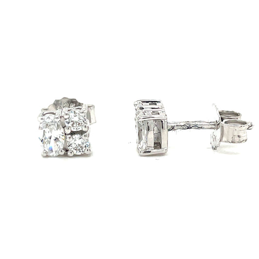 Sterling Silver Nulti Cubic Zirconia Square Cluster Earring