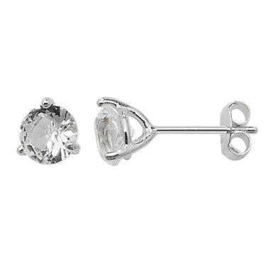 Sterling Silver Three Claw Cubic Zirconia Stud Earring