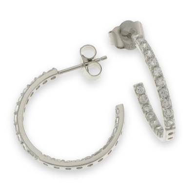 Sterling Silver Cubic Zirconia Hoop Earrings