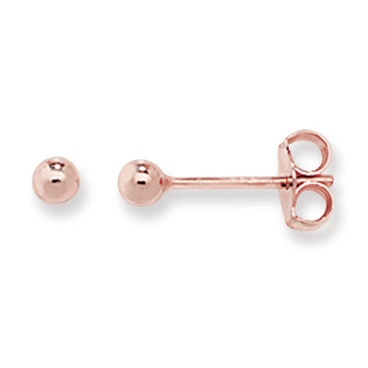 Sterling Silver 3mm Rose Gold Stud