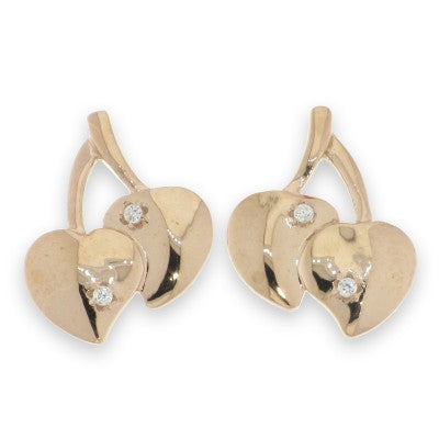 Sterling Silver Double Heart Rose Earrings