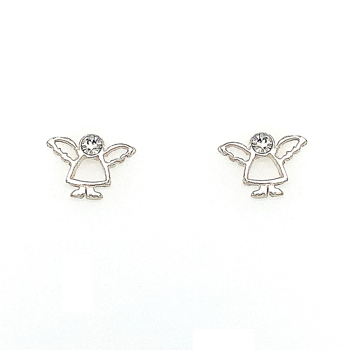 Sterling Silver And Cubic Zirconia Childs Angel Earring