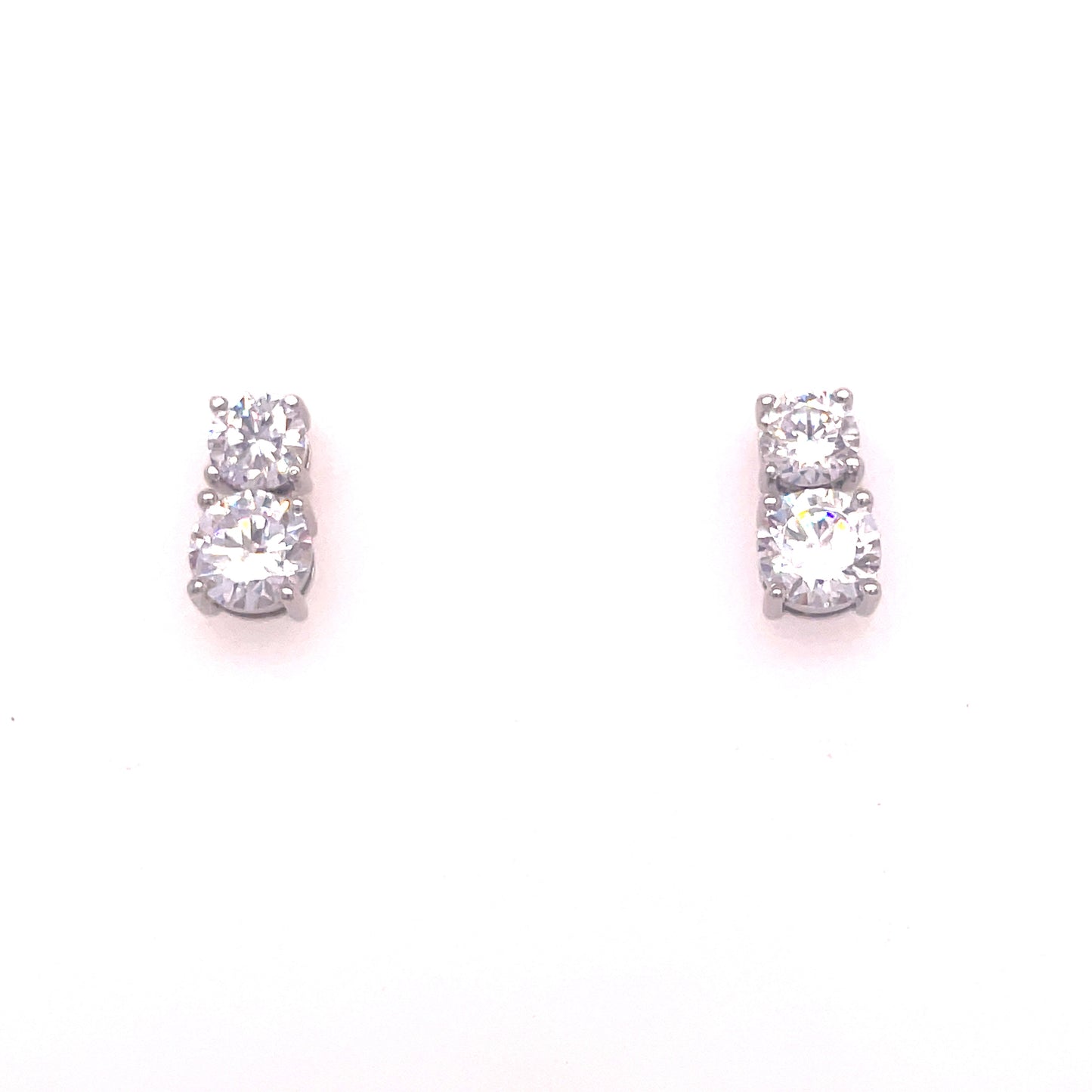 Sterling Silver Cubic Zirconia Double Drop Earring