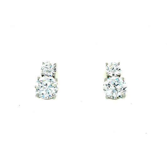 Sterling Silver Cubic Zirconia Drop Stud Earring