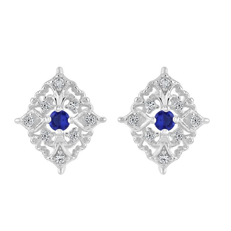 Silver Earring Sapphire/Cubic Zirconia Diamond Shape