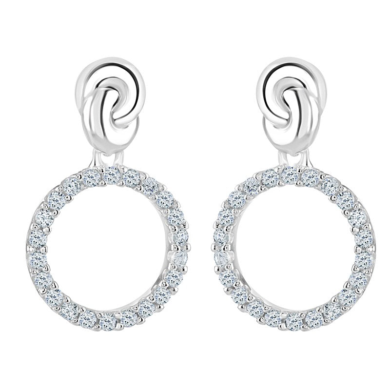 Silver Earring Cubic Zirconia Circle Drop