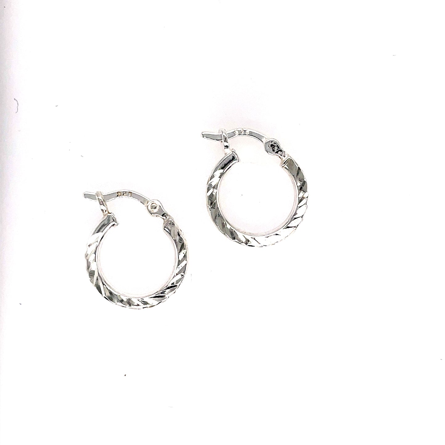 Sterling Silver 9mm Diamond Cut Hoop Earring