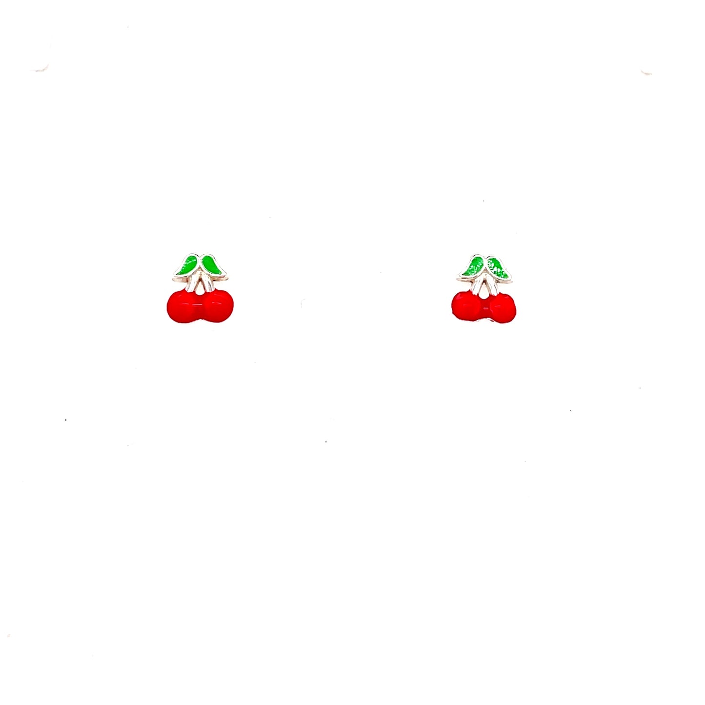 Sterling Silver Kids Red Cherry Earring
