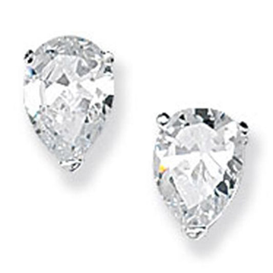 Sterling Silver Cubic Zirconia  Pear Shape Solitaire Earring