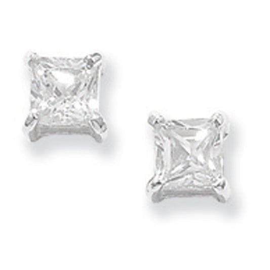 Silver Earring Square Cubic Zirconia