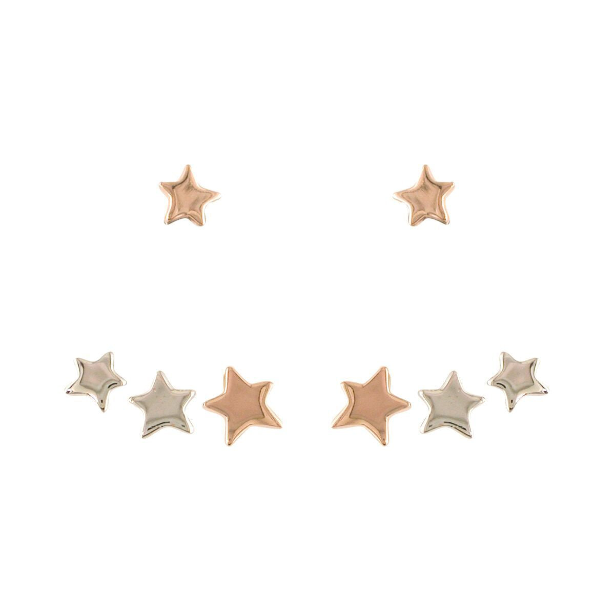 Sterling Silver And Rose Star Cuff Earrings