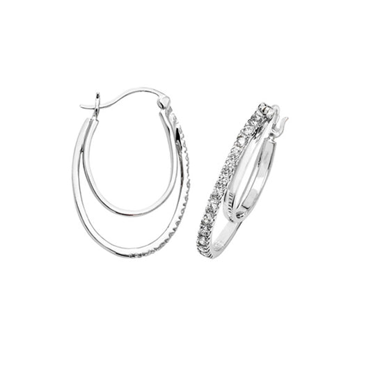 Sterling Silver Cubic Zirconia Hoop Earrings