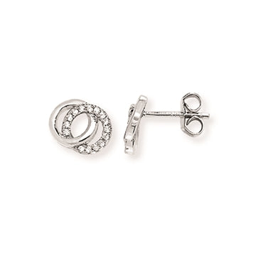 Sterling Silver Cubic Zirconia Partnership  / Intertwined Earrings