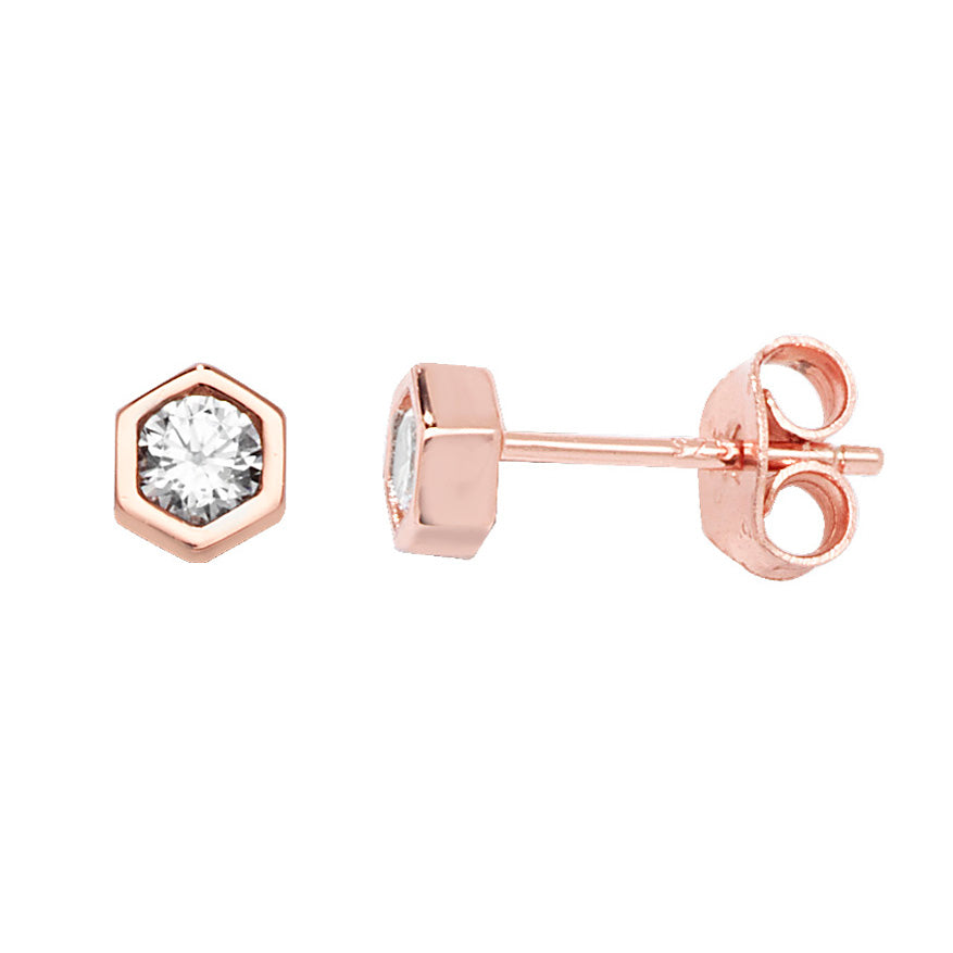 Sterling Silver Cubic Zirconia Rose Earrings