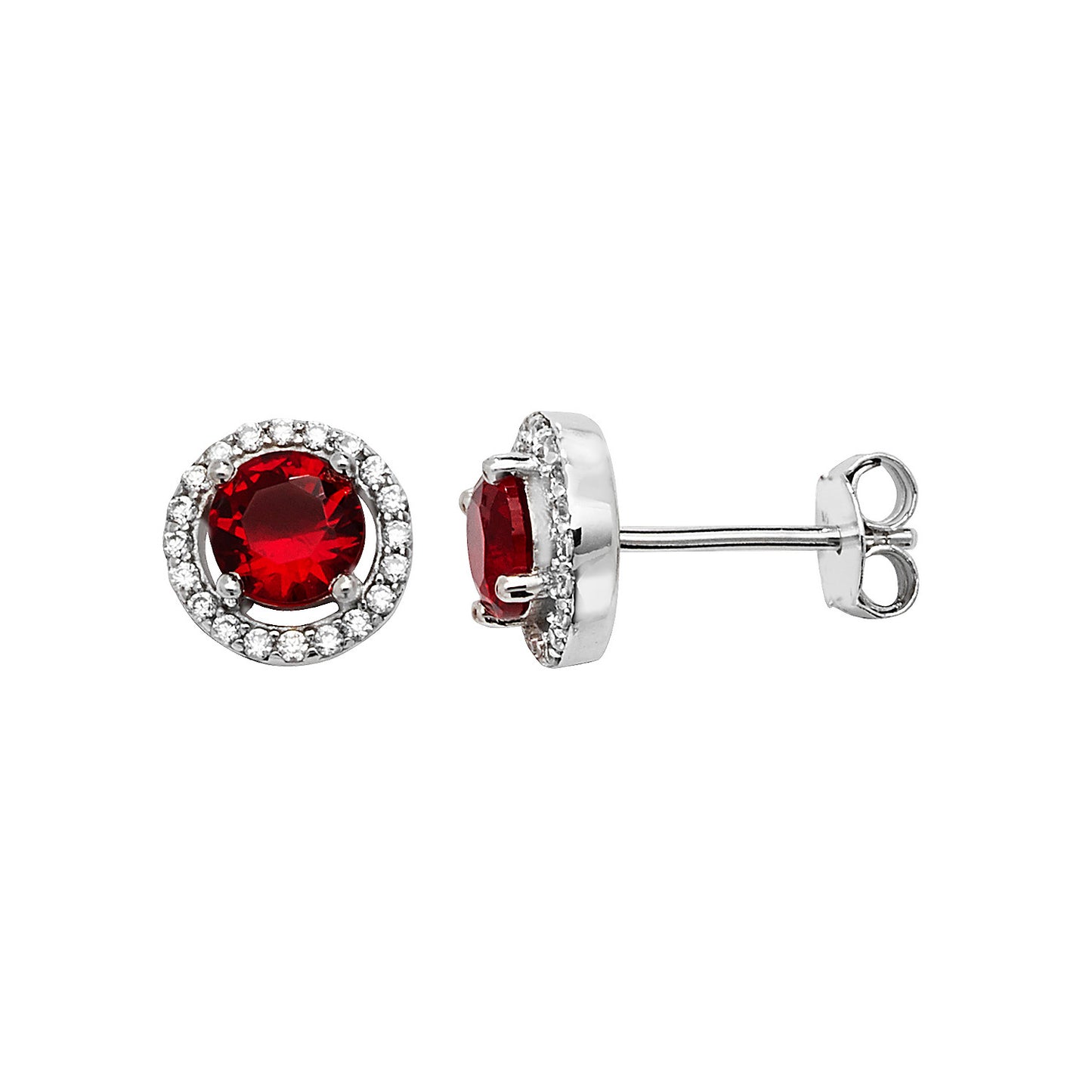 Sterling Silver Garnet And Cubic Zirconia Earrings