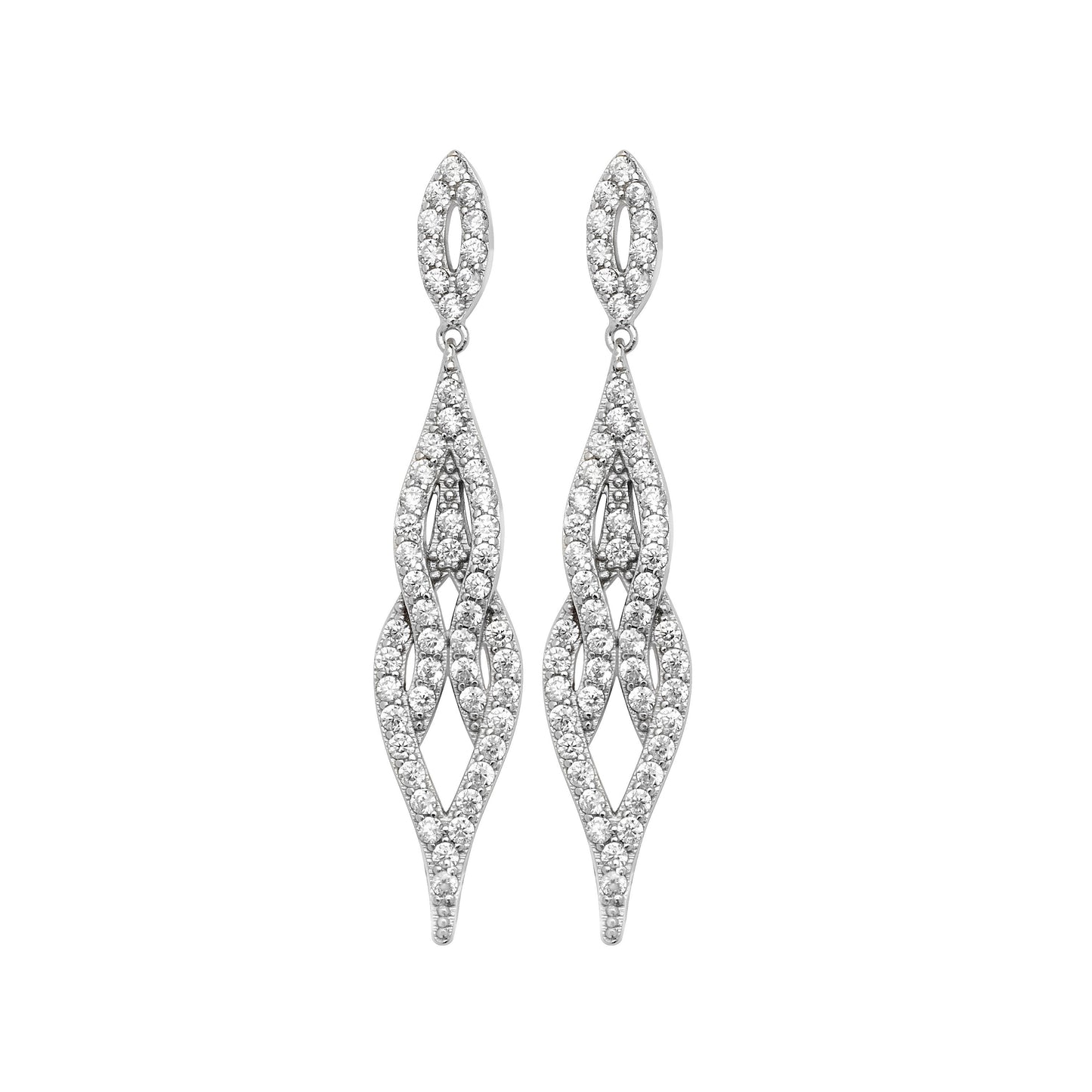 Sterling Silver Fancy Cubic Zirconia Drop Earrings