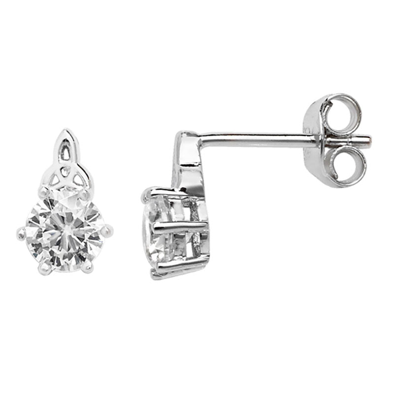 Silver Earring Celtic Cubic Zirconia Drop