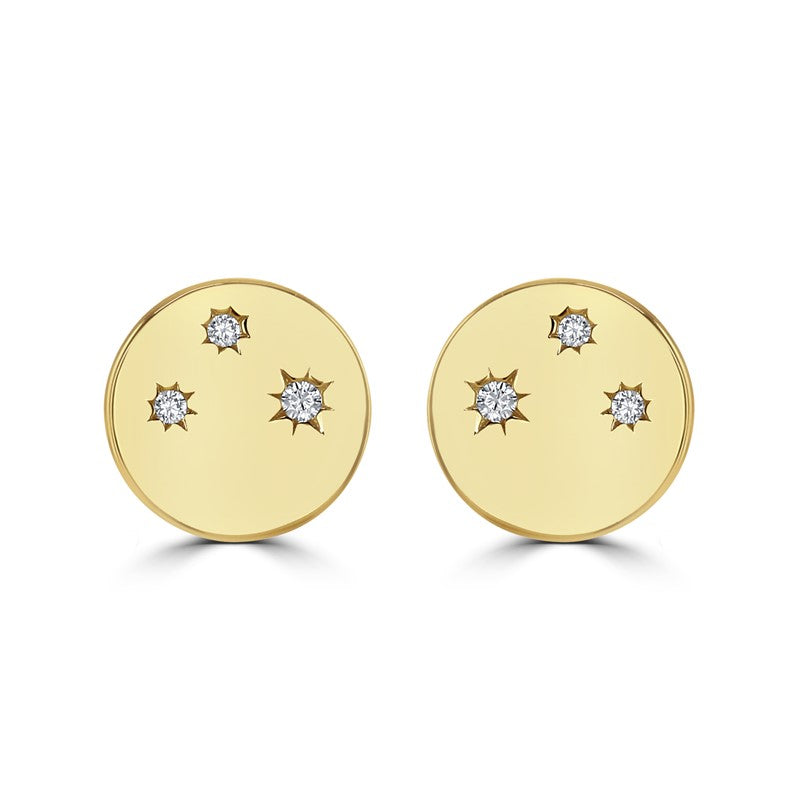 Silver Earring Gold Plated 3 Cubic Zirconia