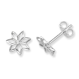 Sterling Silver Plain Flower Stud Earring