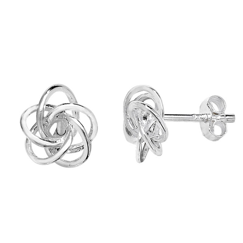 Silver Earring Entwined Stud