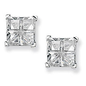 Sterling Silver Cubic Zirconia Four Stone Earrings