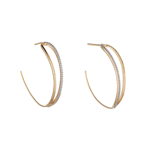 Sterling Silver Gold Plated Cubic Zirconia Hoop Earring
