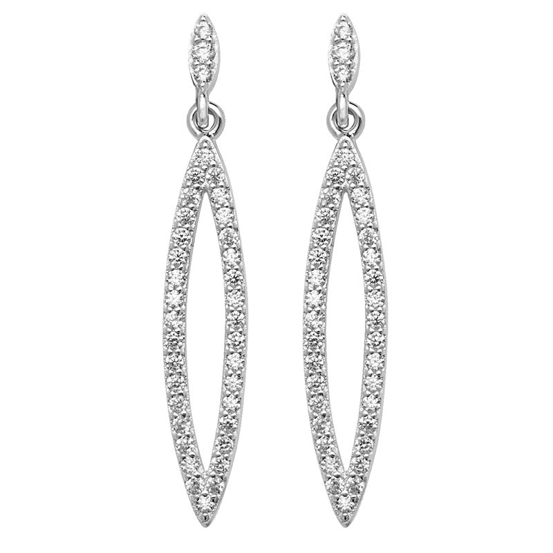 Sterling Silver Cubic Zirconia Open Oval Drop Earring