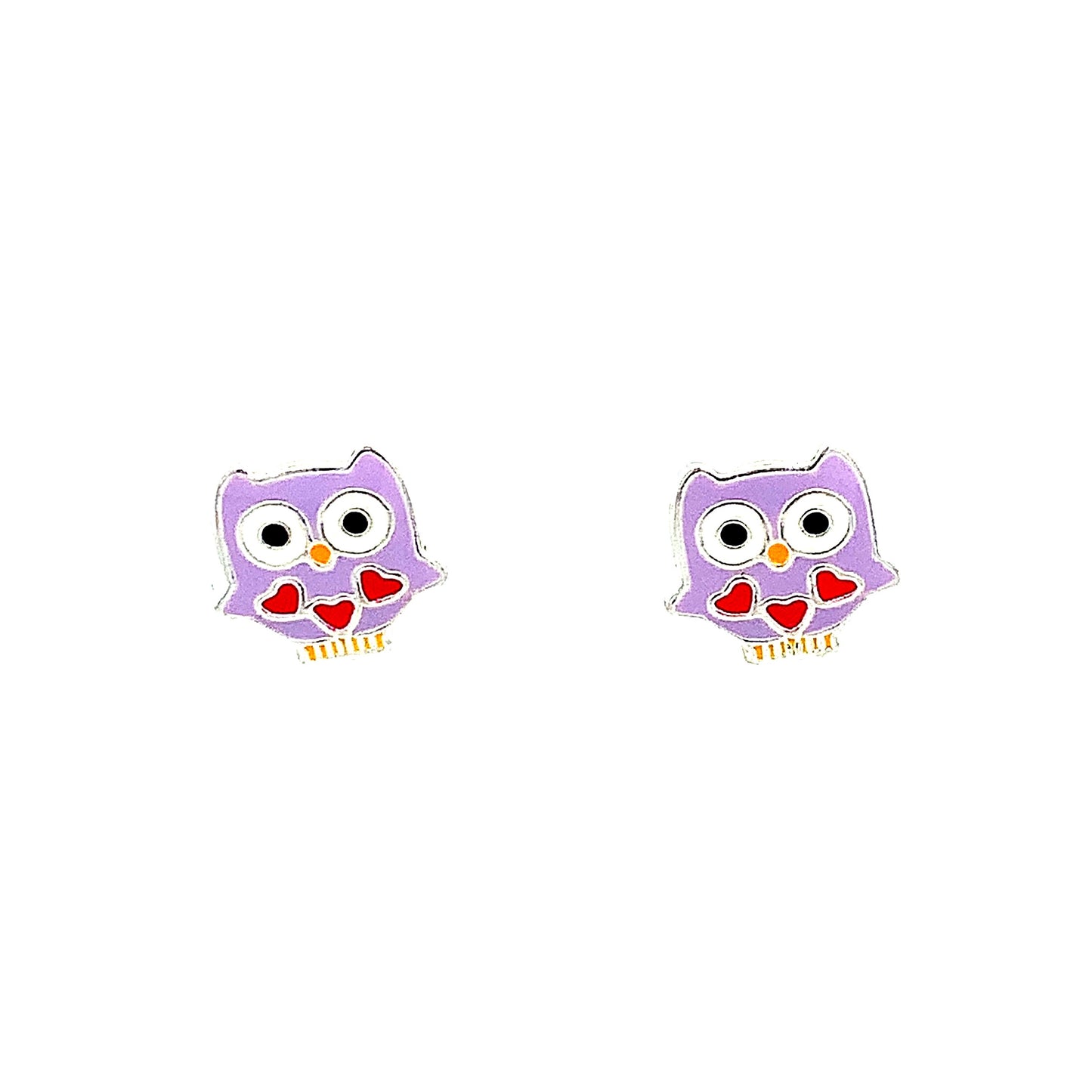 Sterling Silver Purple Owl Kids Earrings