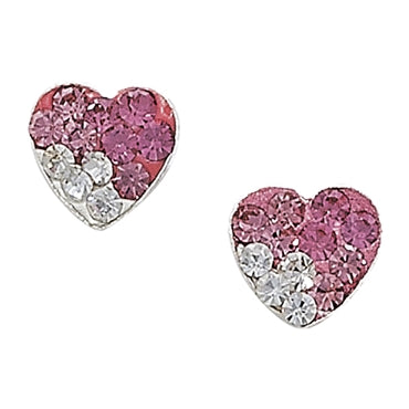 Sterling Silver Pink Cubic Zirconia Heart Stud Earring