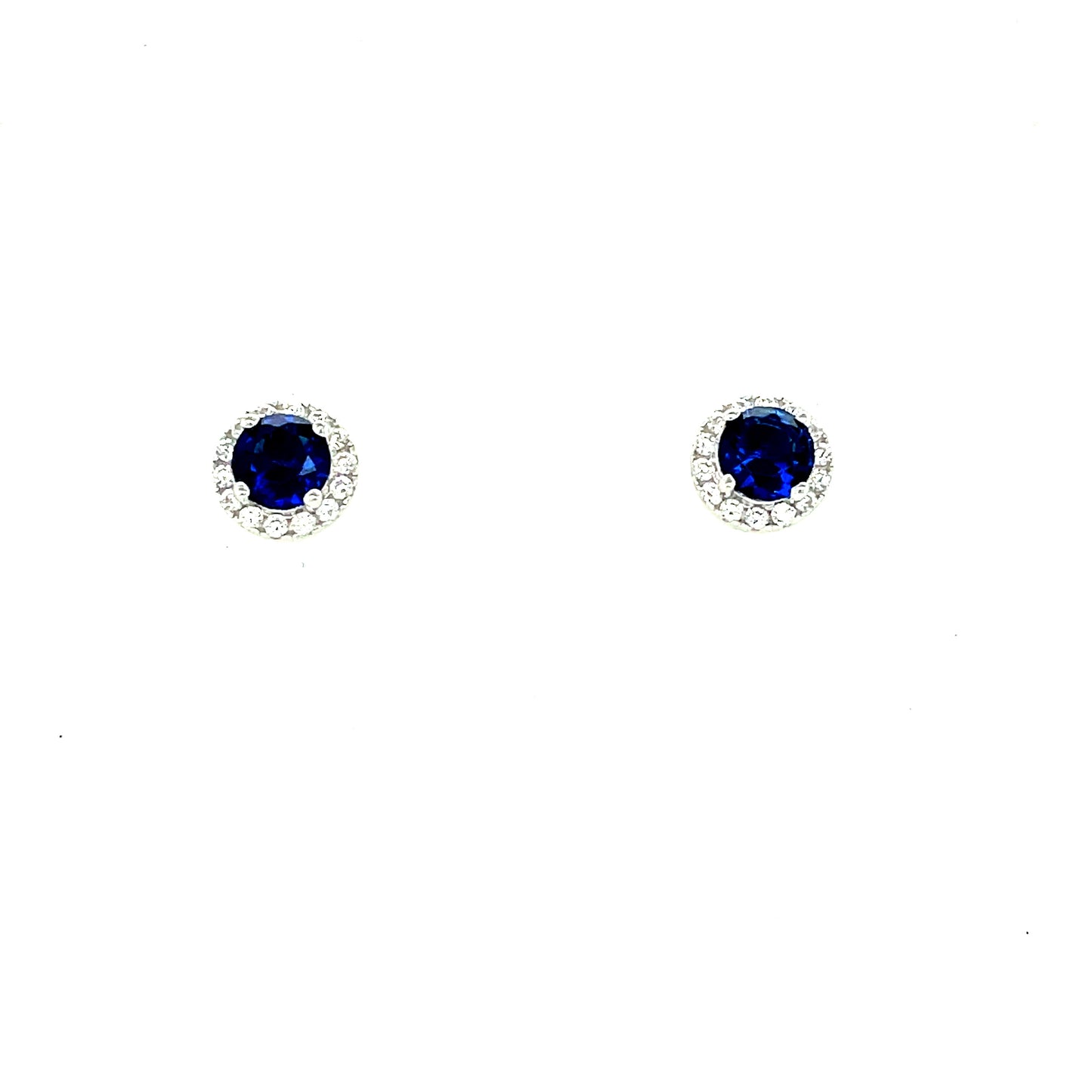 Sterling Silver Blue/Cubic Zirconia Halo Ring