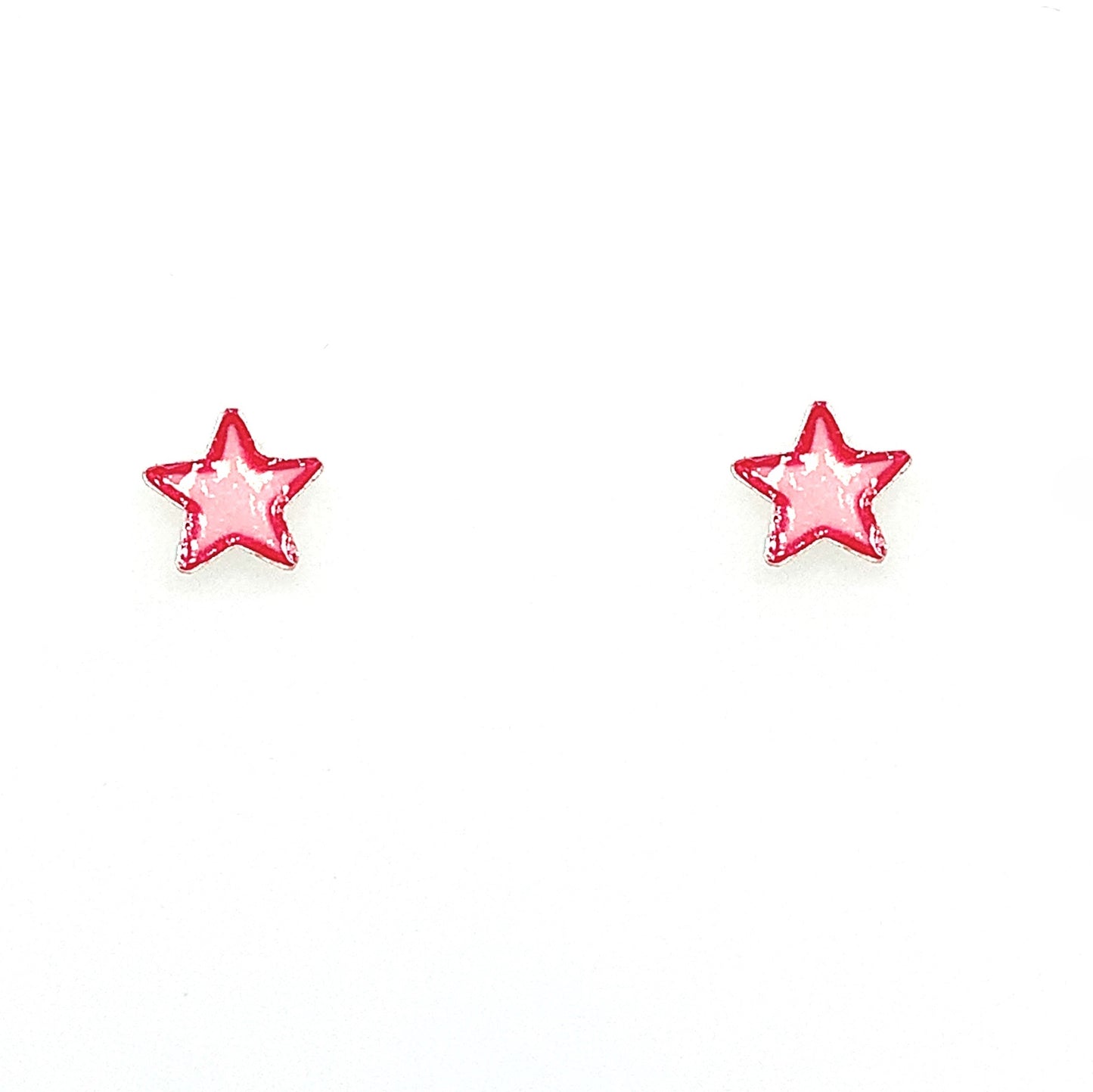 Sterling Silver Pink Enamel Star Child Earring